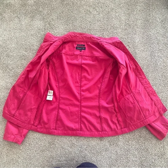 Jones New York Stretch Hot Pink Button Up Jacket w Front Pockets - Picture 5 of 10